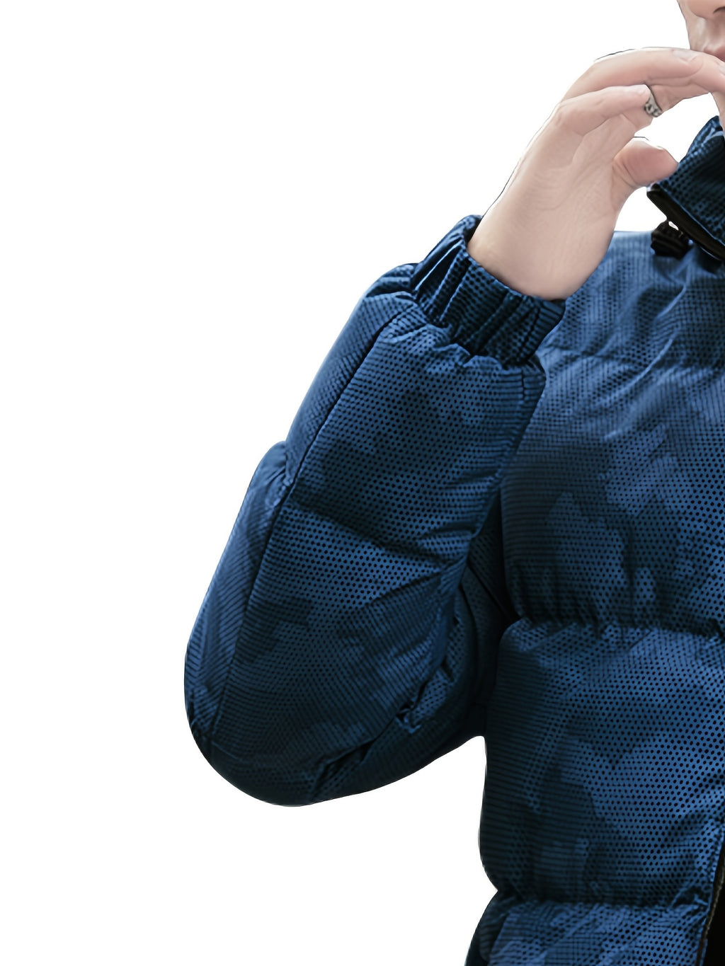 Manteau matelassé pour homme, coupe-vent, à capuche, bleu clair
