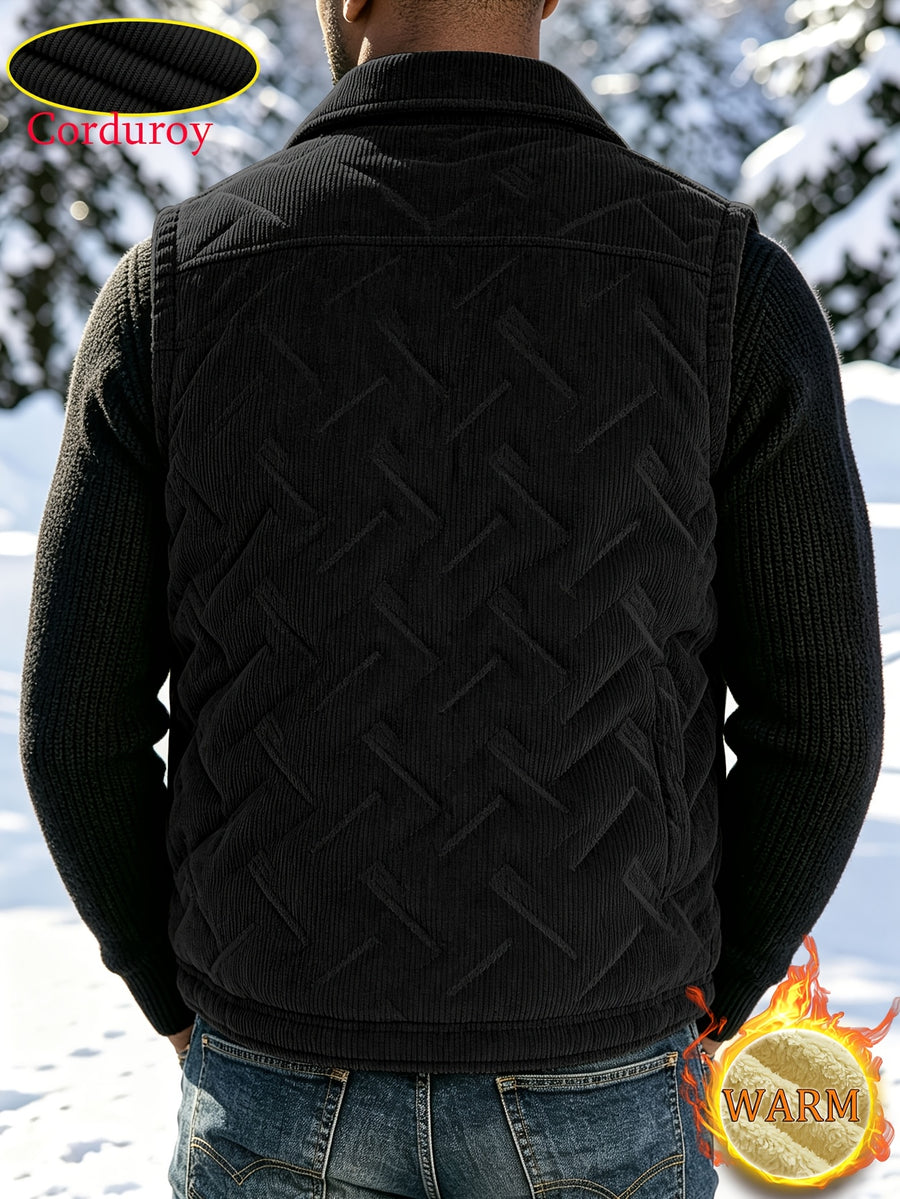 Manteau matelassé, velours côtelé, à revers, détail du vêtement