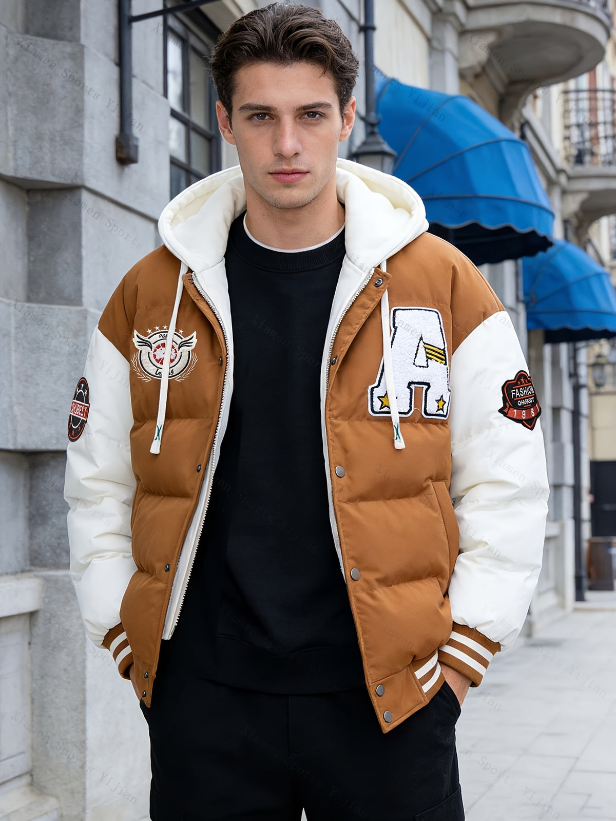 Veste pour homme, à capuche, noir/l