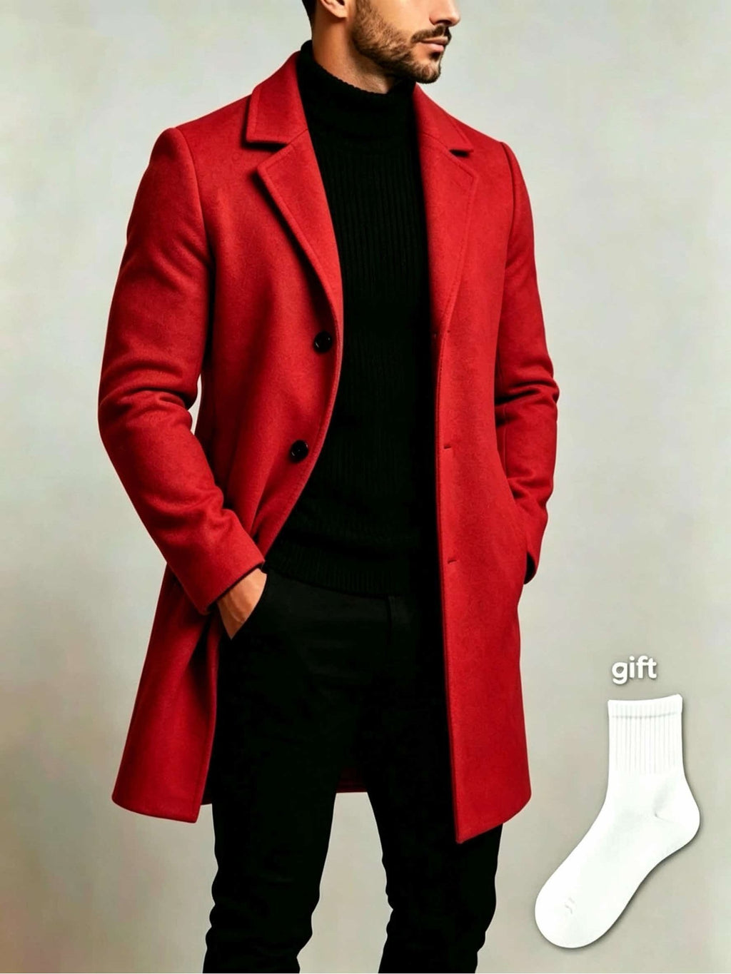 Trench pour homme, à revers, gris foncé