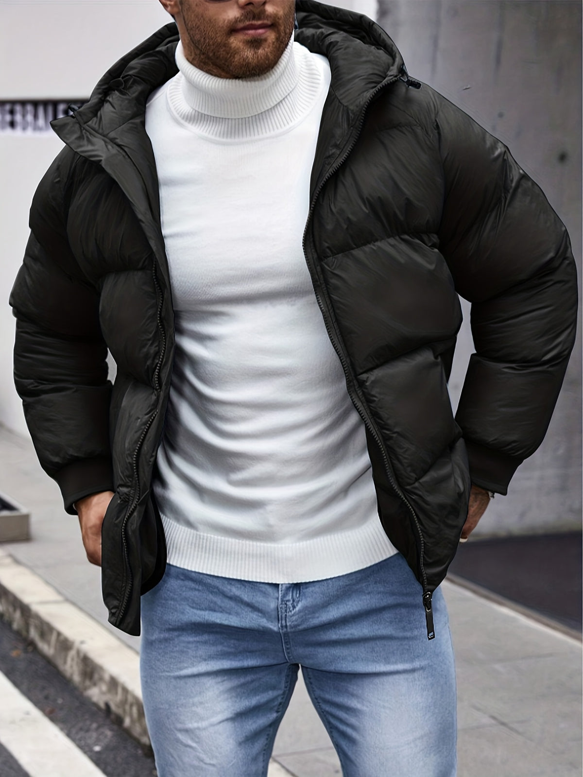 Manteau matelassé pour homme, à capuche