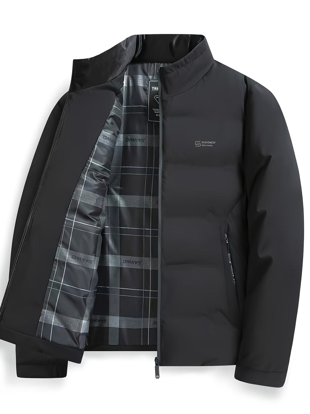 Veste pour homme, à col montant, bleu marine