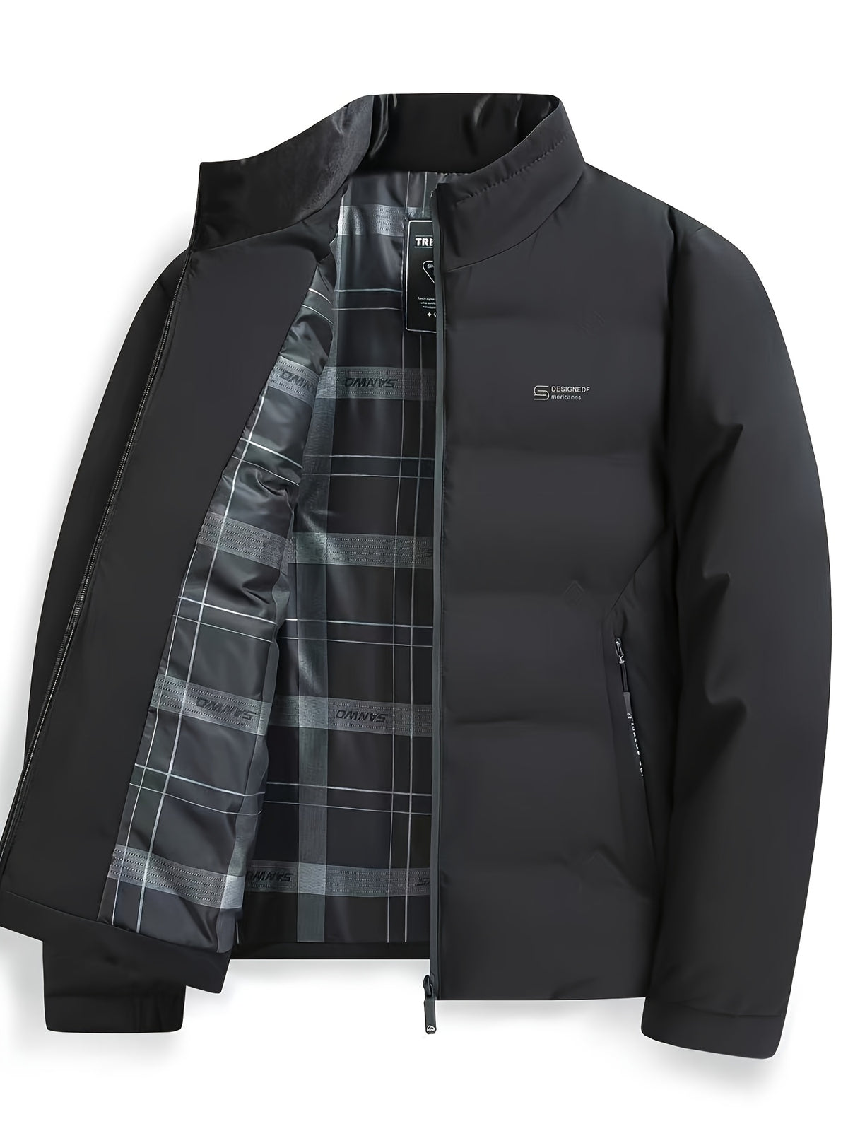 Veste pour homme, à col montant, bleu marine