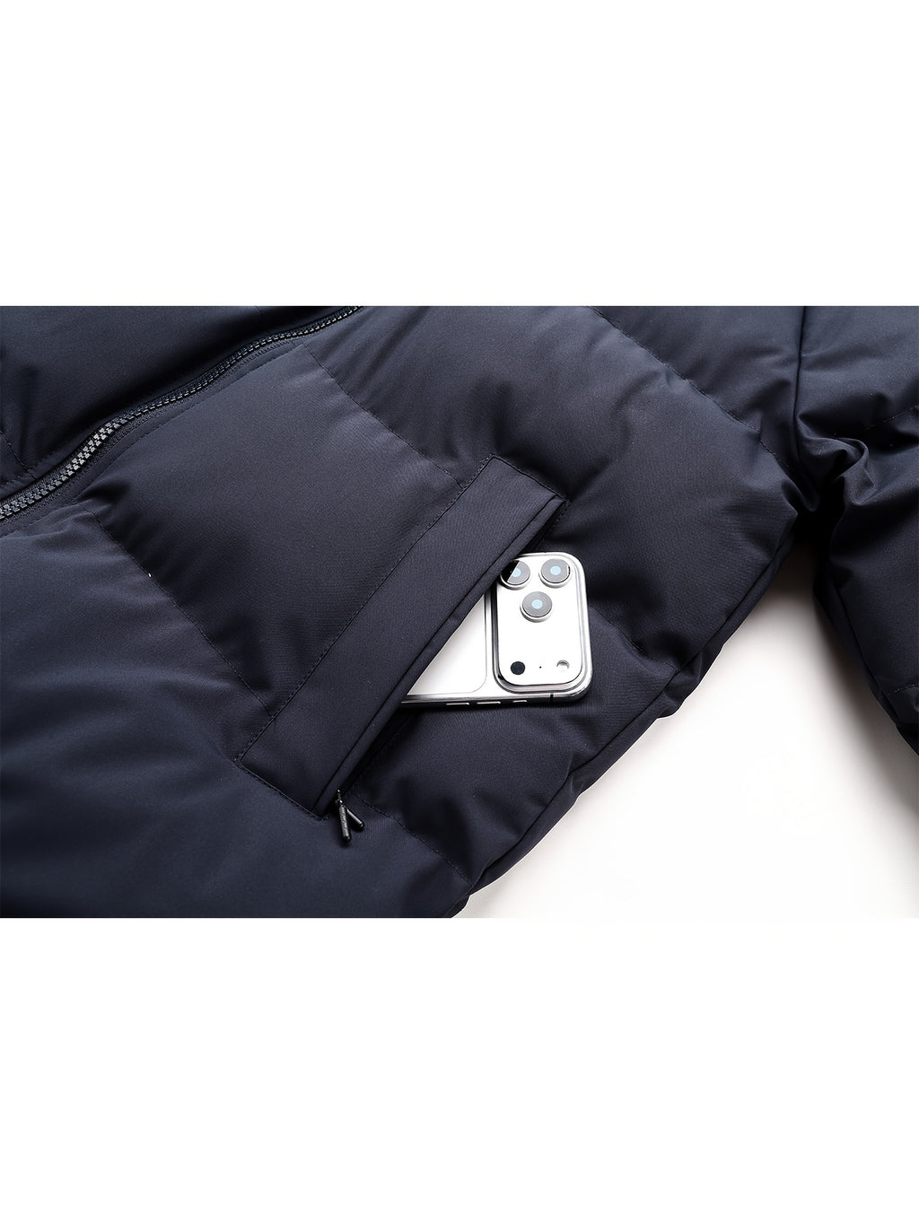 Manteau matelassé long pour homme, à capuche