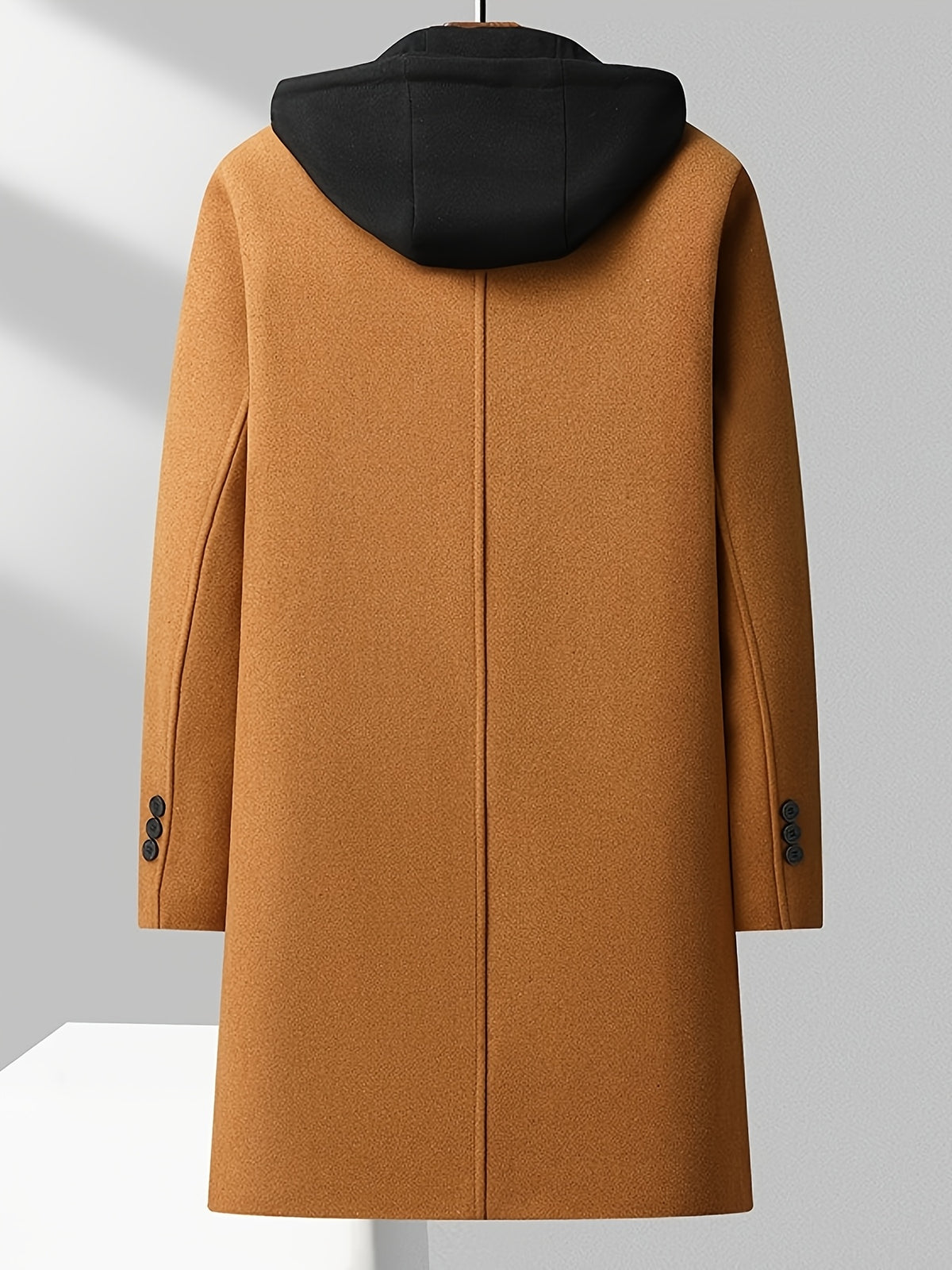 Manteau trench en velours pour homme, 30 % laine, capuche amovible