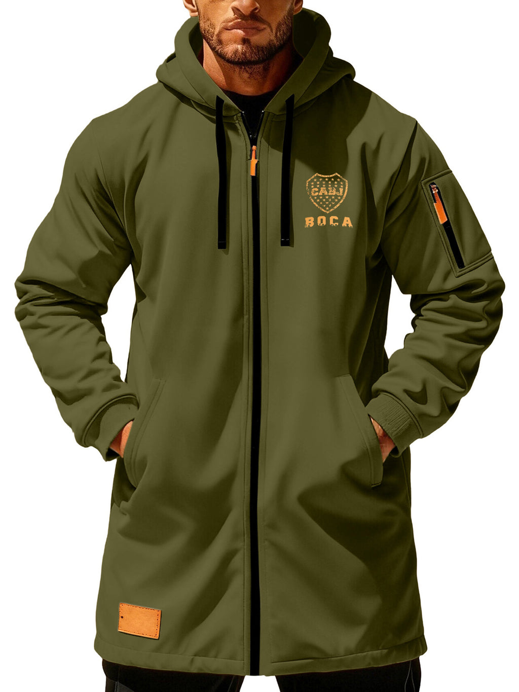 Manteau pour homme, à capuche, gris