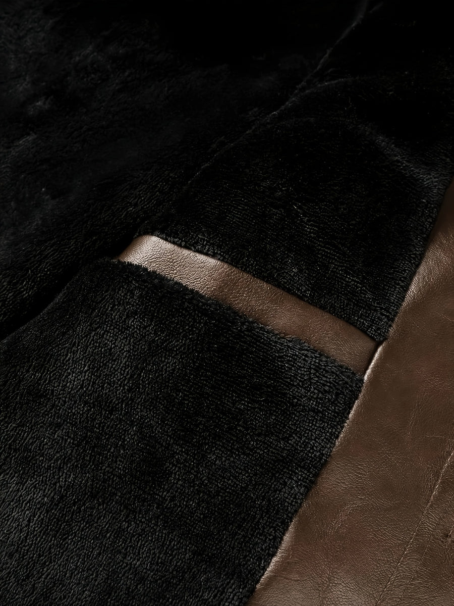 Veste en cuir PU longue, à revers, photo 15