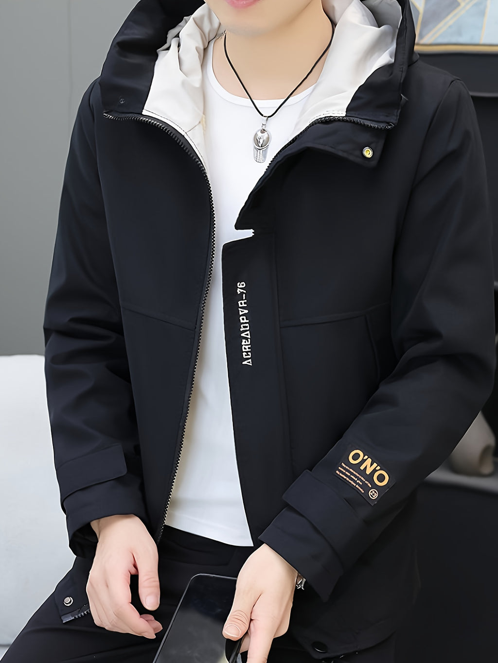 Veste pour homme, à capuche, 1x05 vêtements yijia-r6618 noir