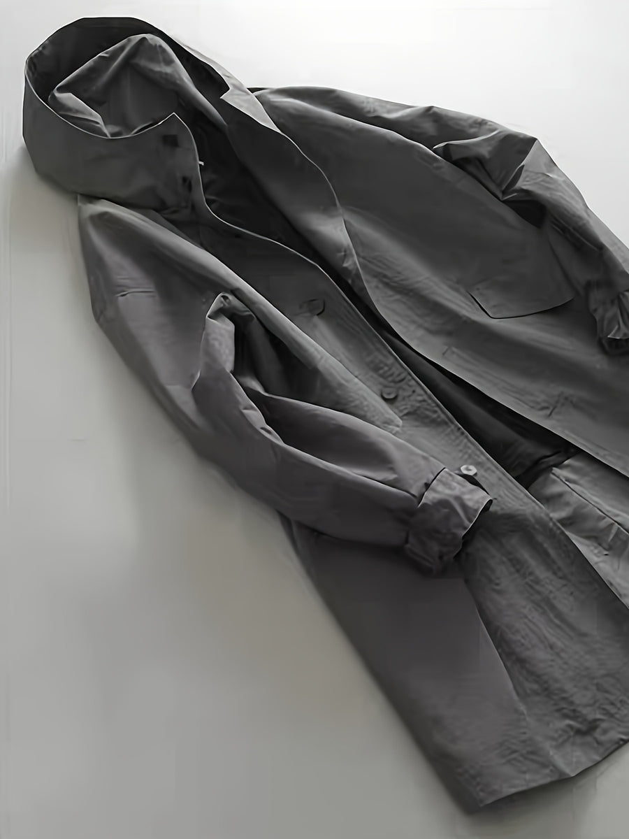 Trench, à capuche, gris foncé, photo 5