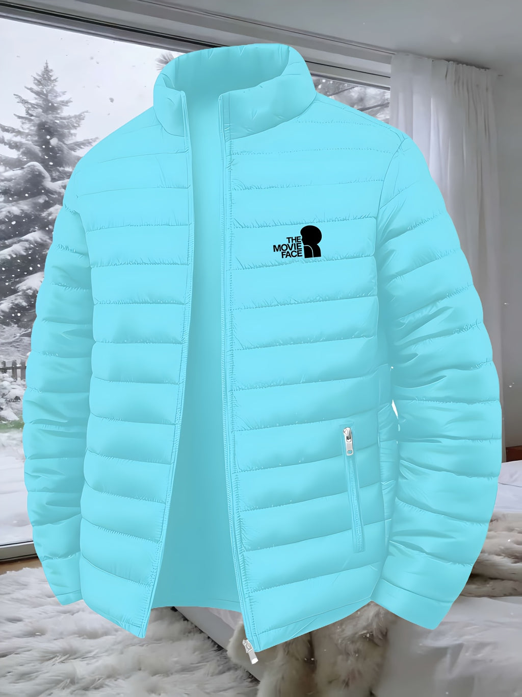 Veste pour homme, à col montant, gris
