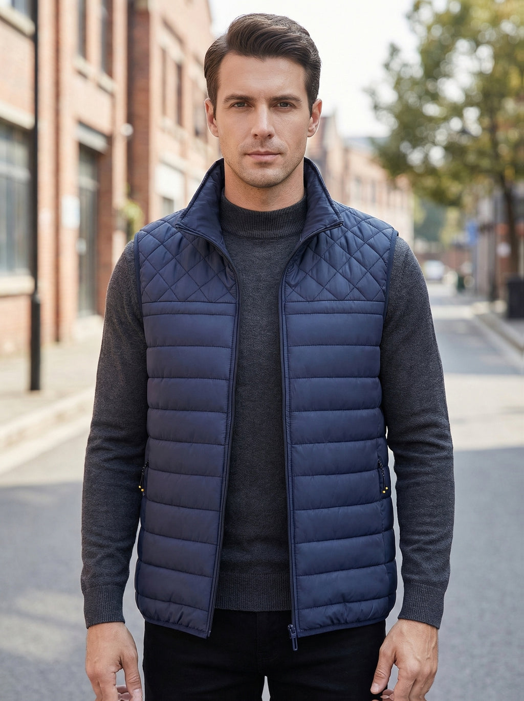 Gilet Homme Couleur Unie Col Montant, Cardigan Léger Sans Manches Automne Hiver, Veste Matelassée Décontractée pour les Trajets Quotidiens, Adaptable à Toute Occasion, photo 5