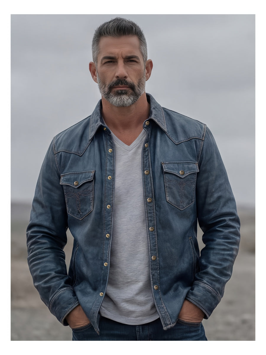 Veste, à revers, bleu