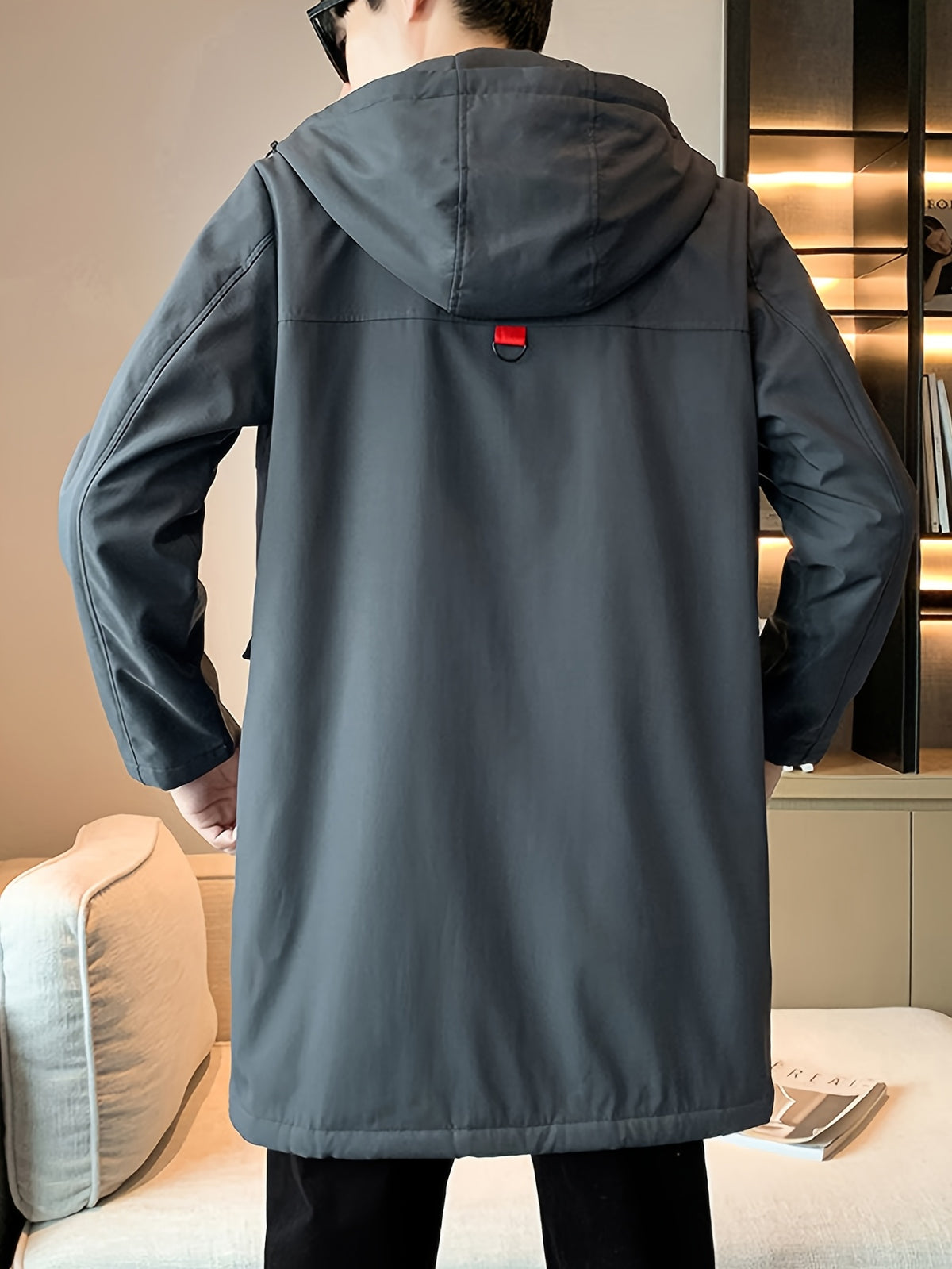 Trench long pour homme, grandes tailles, à capuche, long