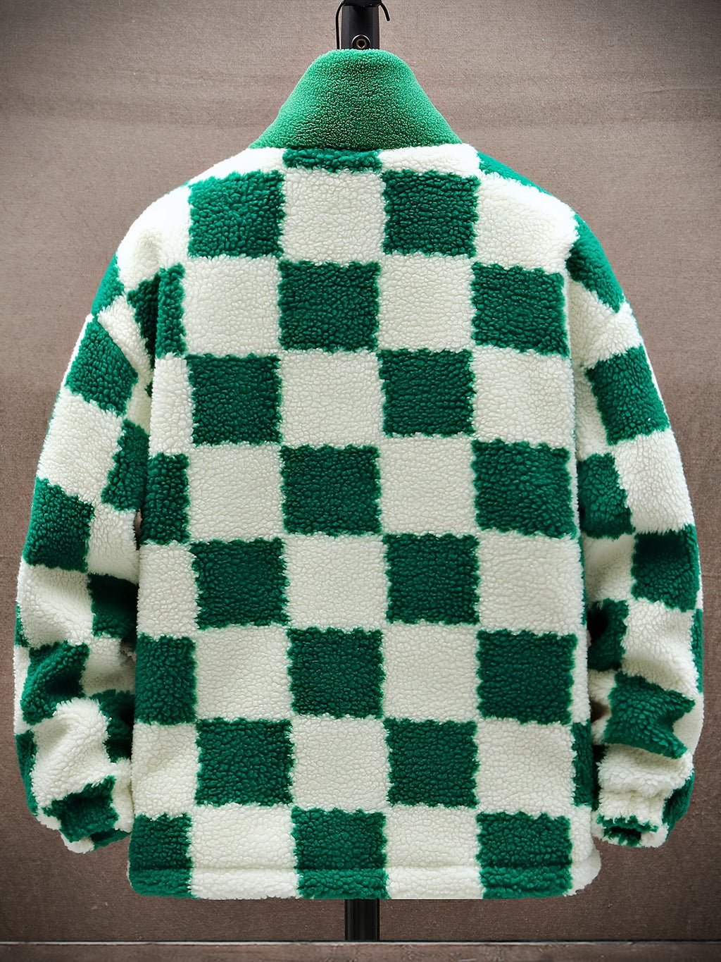 Manteau pour homme, à carreaux, à col montant