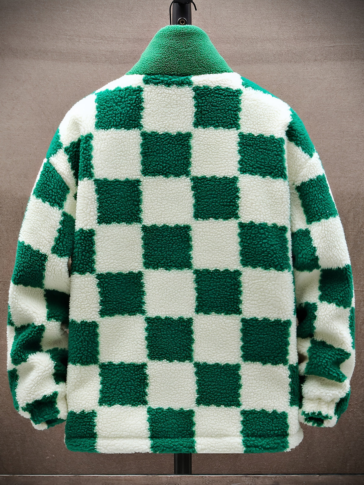 Manteau pour homme, à carreaux, à col montant