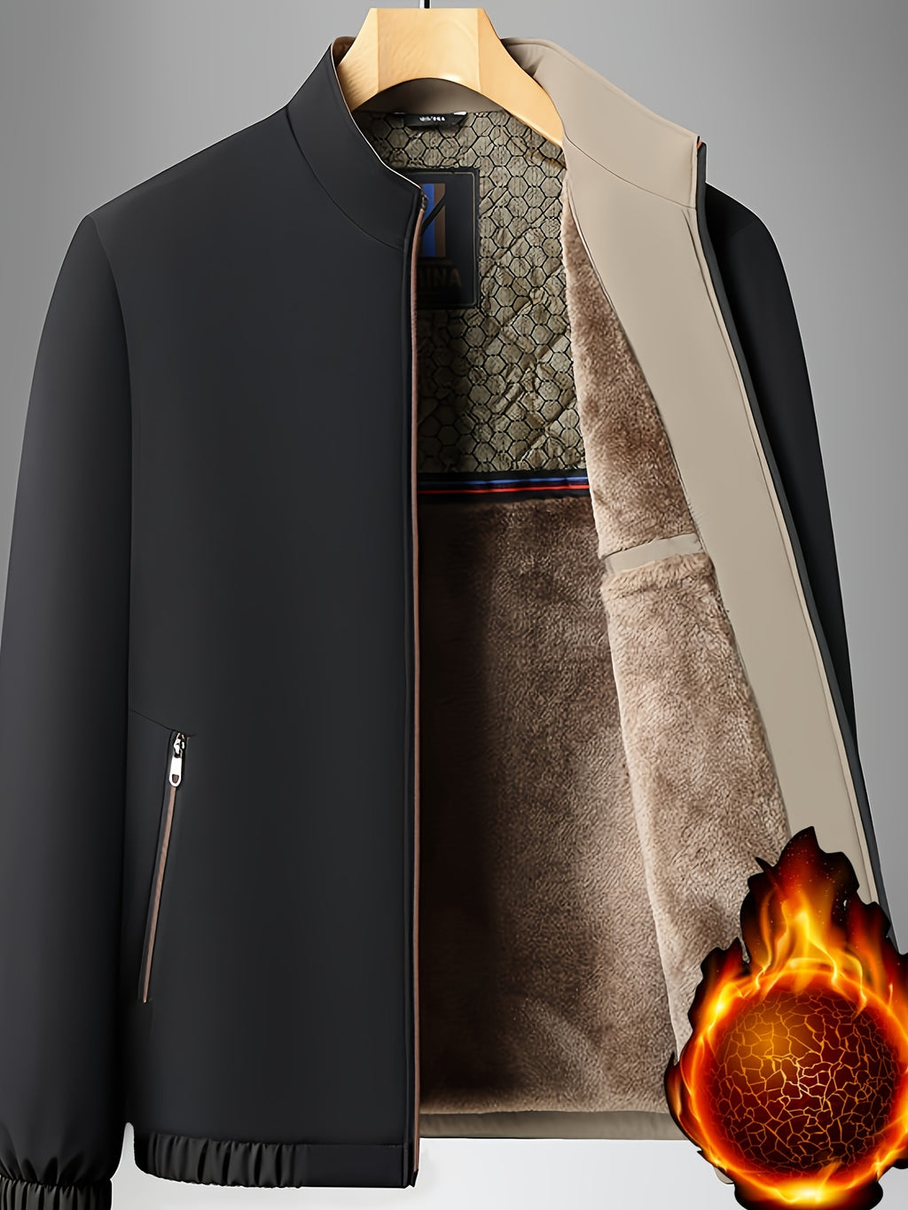 Veste pour homme, à col montant, jd1008 xingwang - doublure en polaire 401 bleu marine