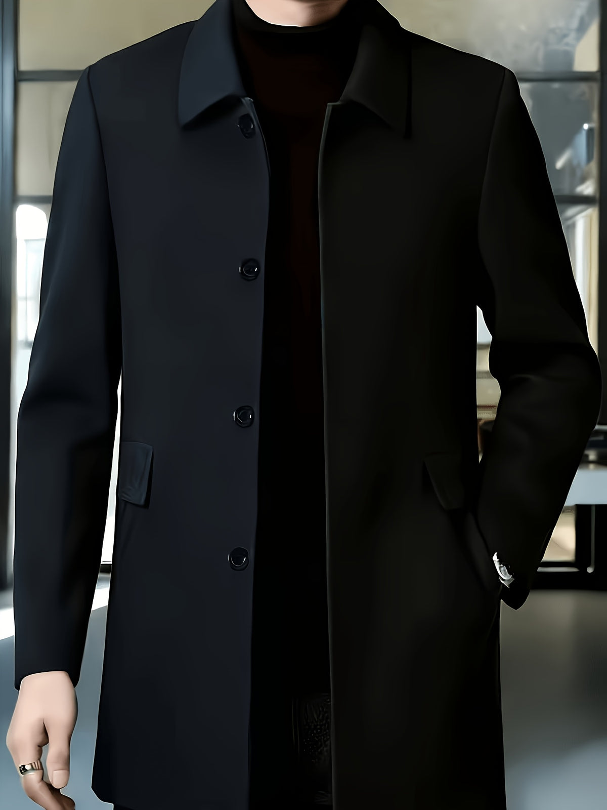 Veste pour homme, grandes tailles, à revers, gris foncé