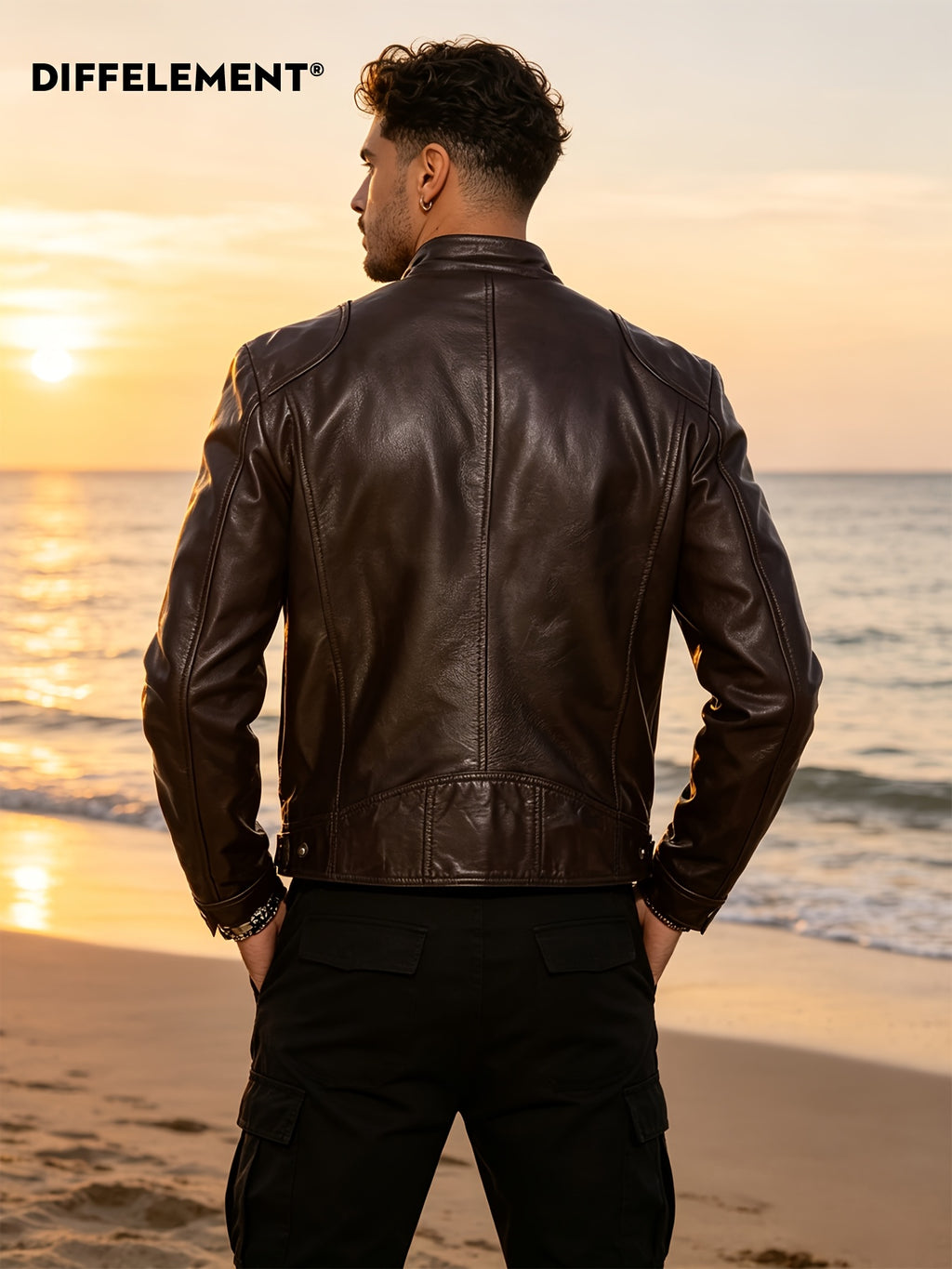 DIFFELEMENT Veste Décontractée Homme à Petit Col Montant Coupe-Vent Légère Toutes Saisons Adaptée Veste de Moto Tissu Doux et Lisse Double Fermeture Éclair Multi-Boutons Conception de Poche Fermeture Éclair Coupe Standard Veste Adaptée pour la Conduite Pl, photo 13