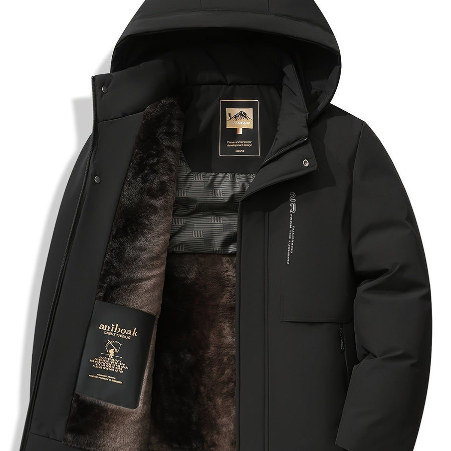 Parka matelassée pour homme, coupe-vent, à capuche, gris vert long, vue 3