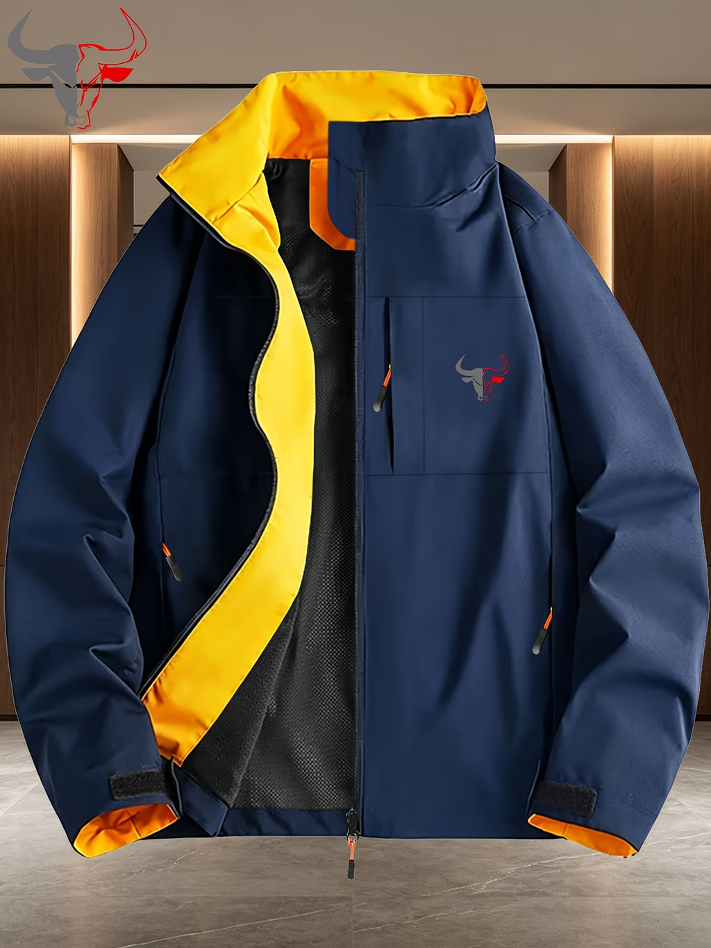 Veste pour homme, coupe-vent, à col montant, bleu royal