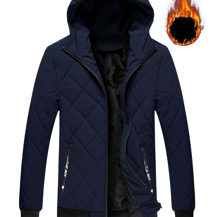 Veste matelassée, coupe-vent, à capuche, gris foncé, coloris bleu marine