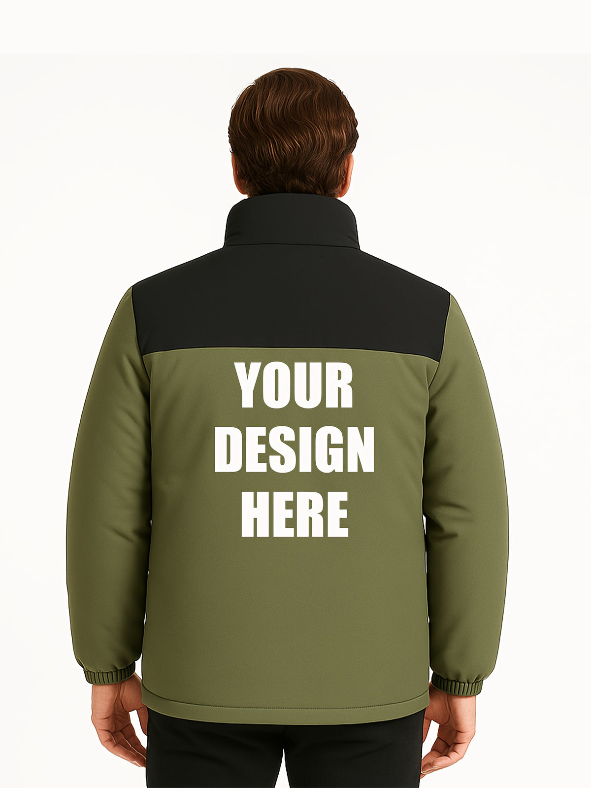 Veste pour homme, à col montant, noir et gris