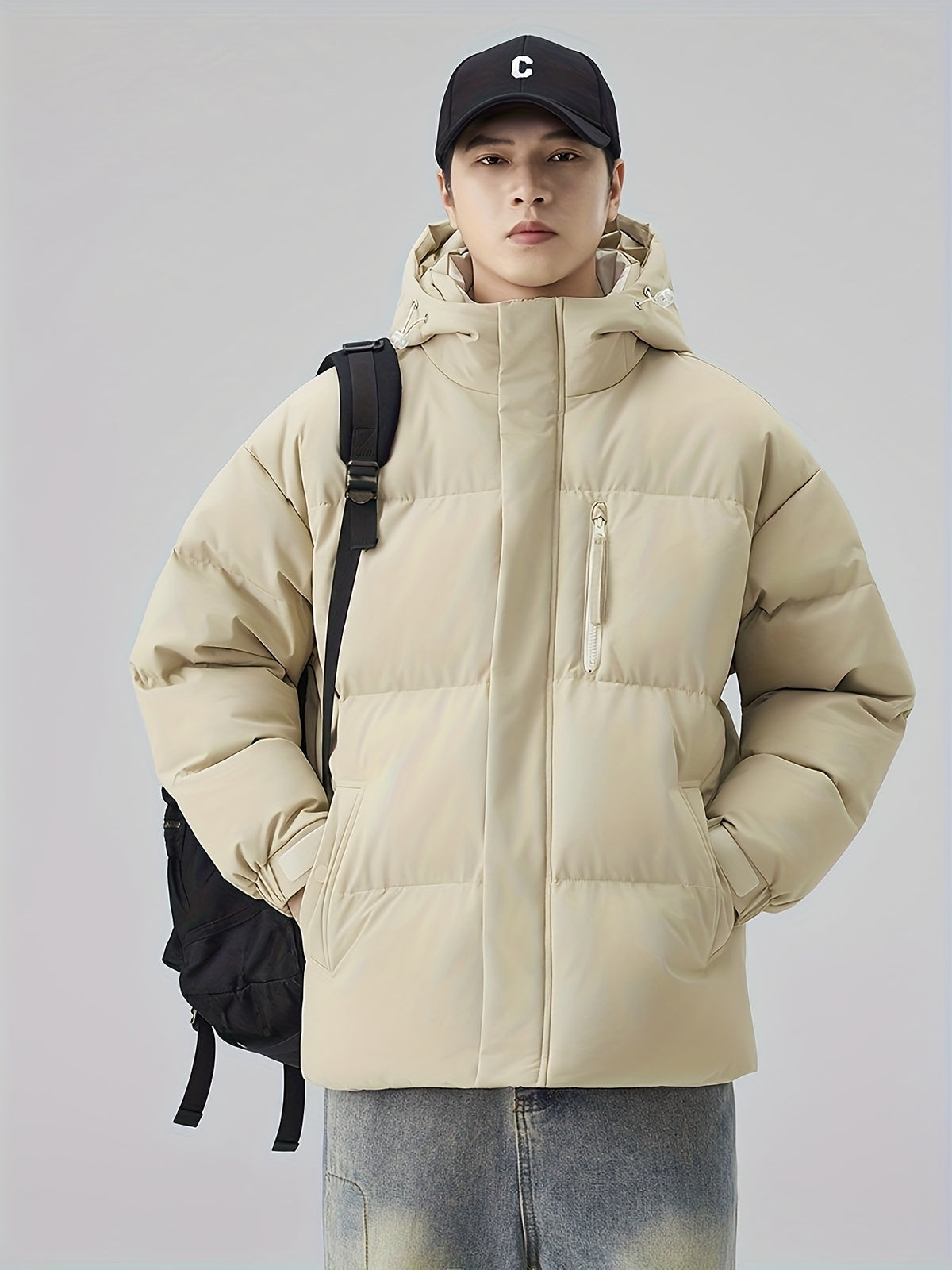 Manteau matelassé pour homme, à capuche, épi de blé jaune