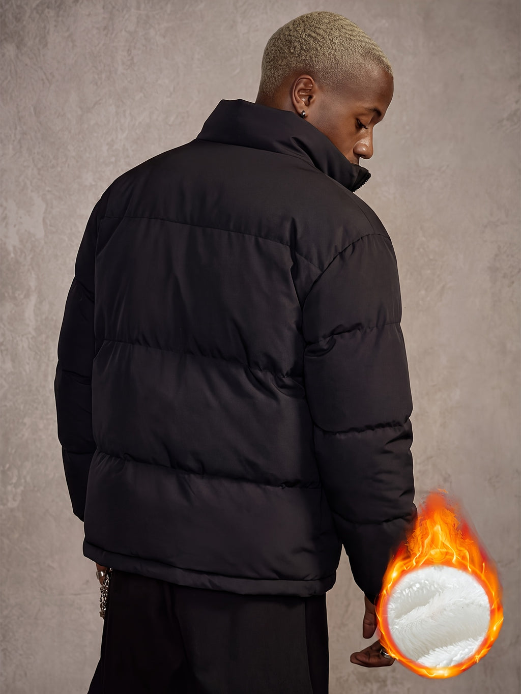 Manteau matelassé pour homme, à col montant, col montant