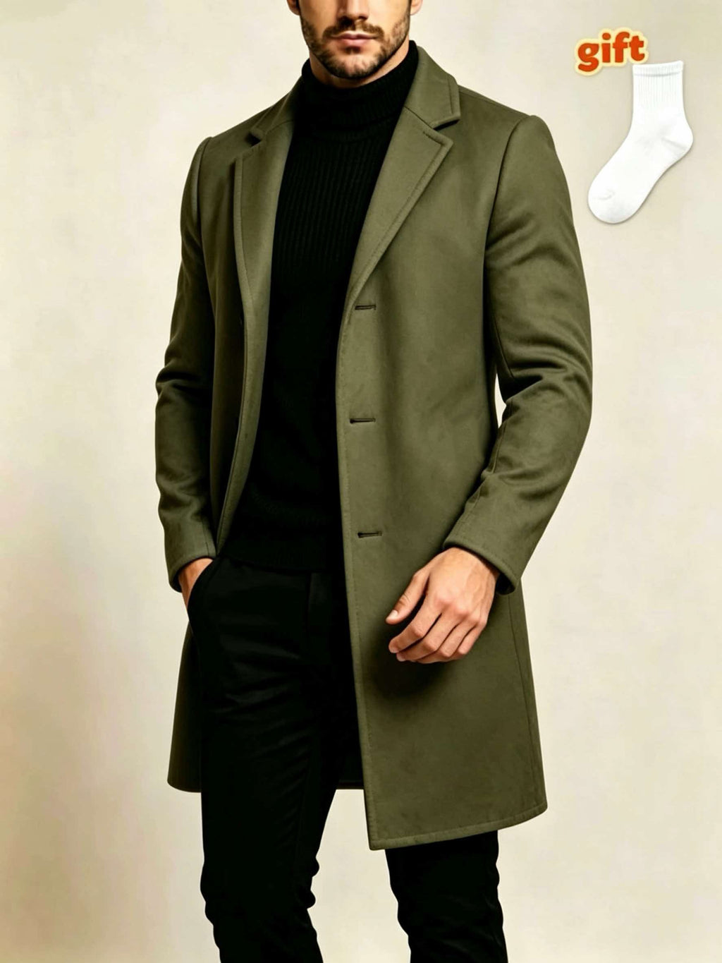 Trench pour homme, à revers, rouge foncé-a