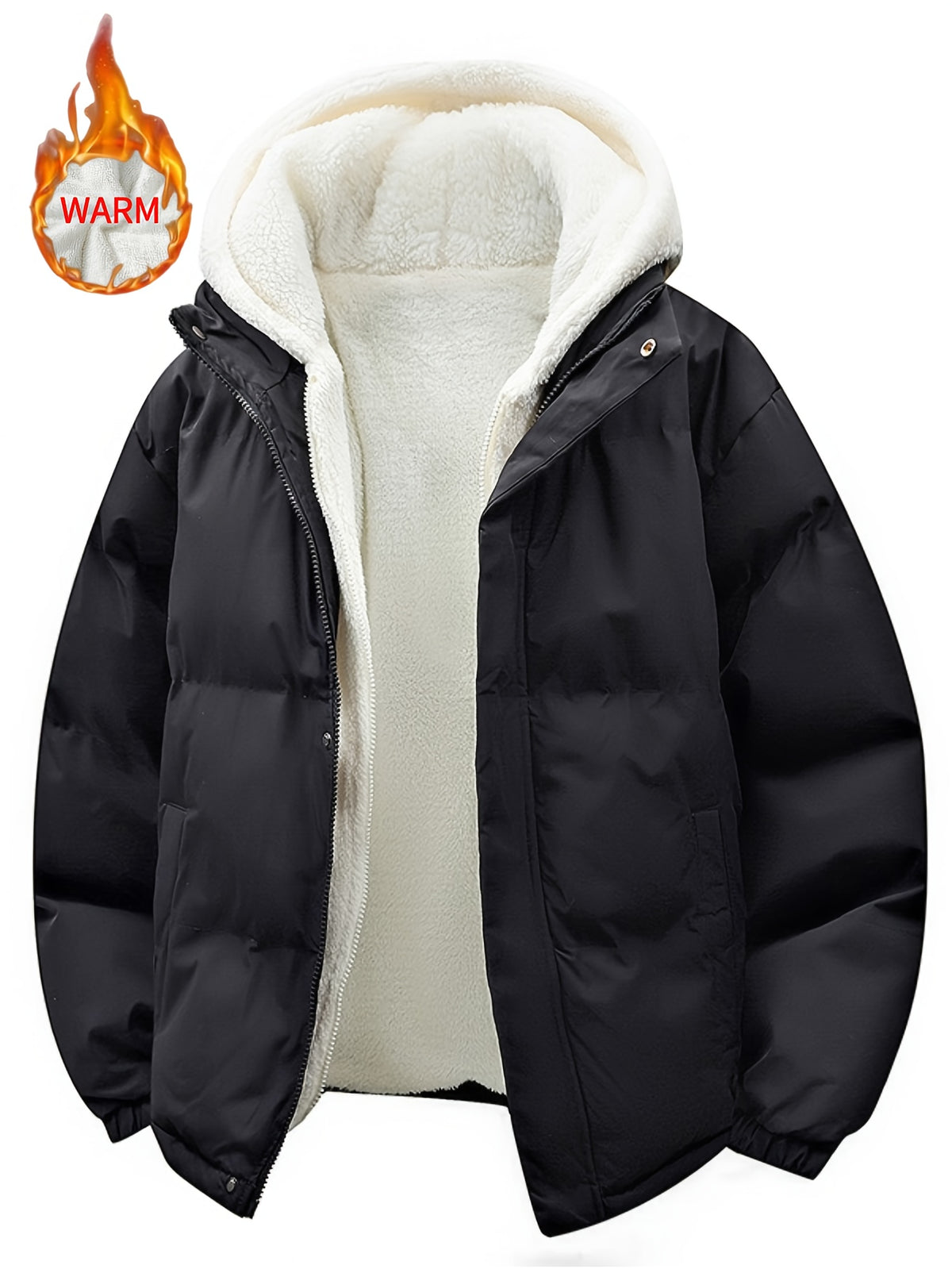 Veste en fausse fourrure pour homme, à capuche, blanc ivoire