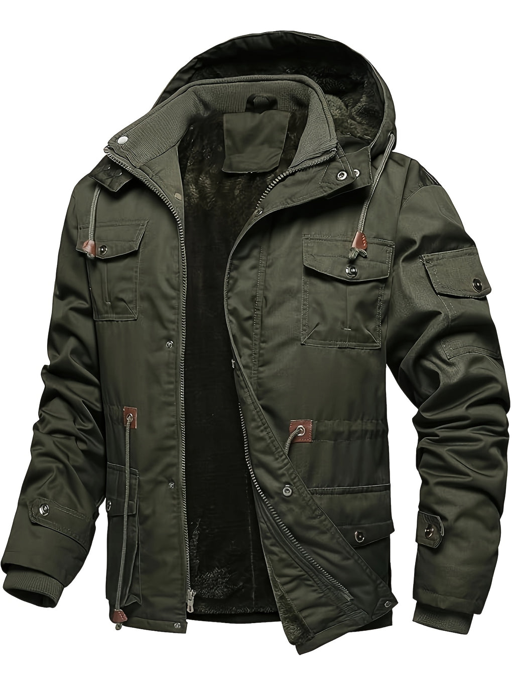 Veste pour homme, polaire, à capuche, vert fougère