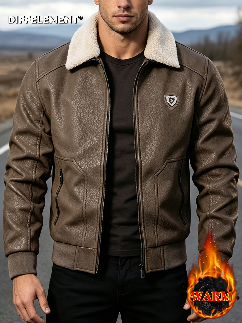 Veste en cuir PU, coupe-vent, à revers, photo 21