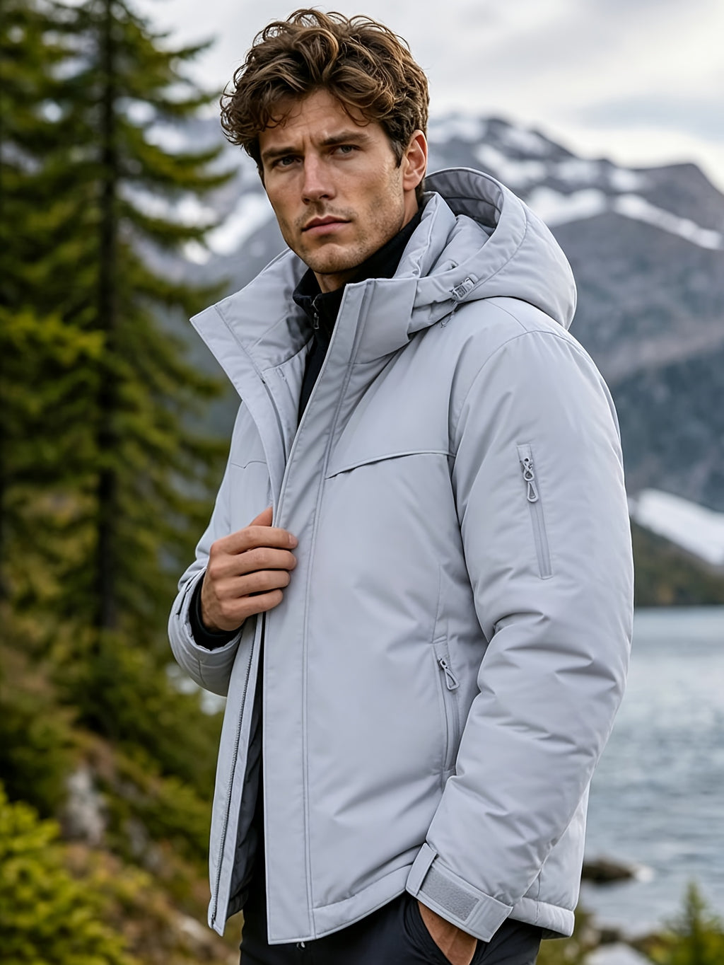 Veste pour homme, à capuche, gris de yinchuan