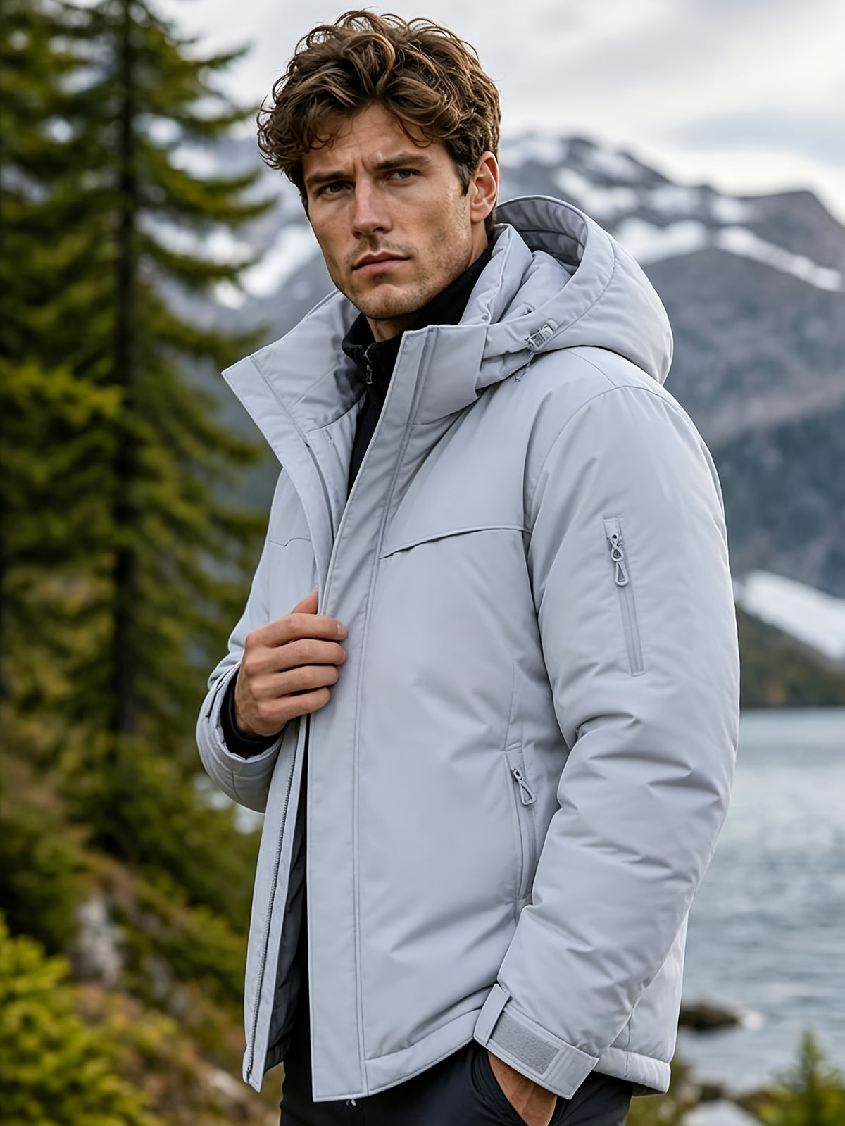 Veste pour homme, à capuche, gris de yinchuan