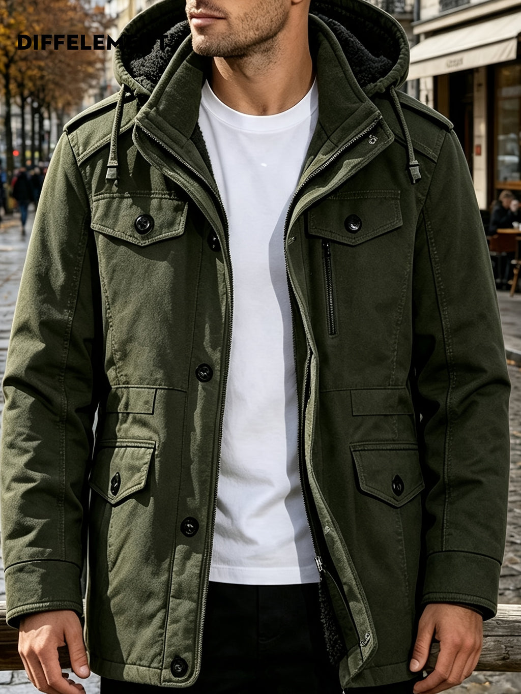 Parka pour homme, coupe-vent, à capuche, modele 2