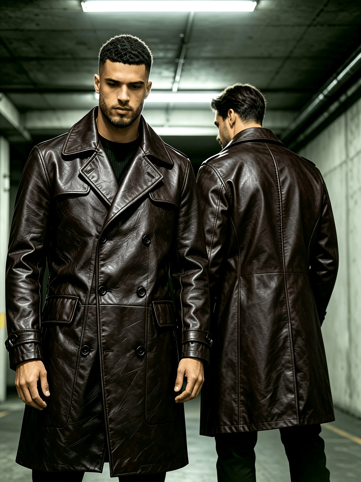 Veste pour homme, à revers, marron foncé
