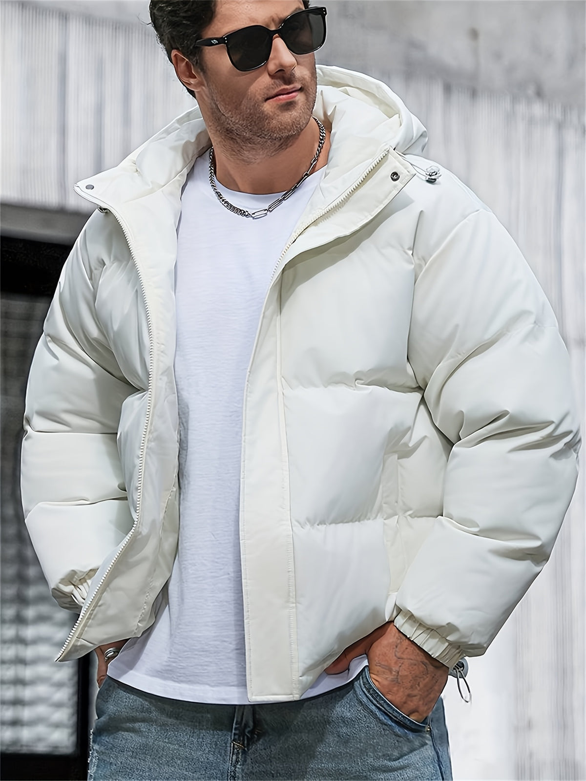 Veste pour homme, coupe-vent, à capuche, zone grise