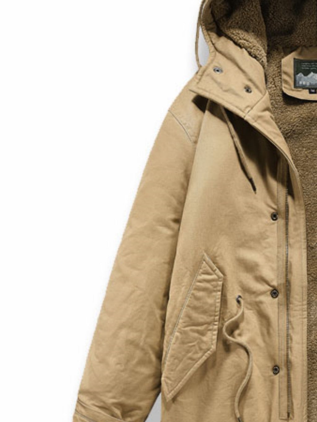 Manteau pour homme, polaire, à capuche, kaki