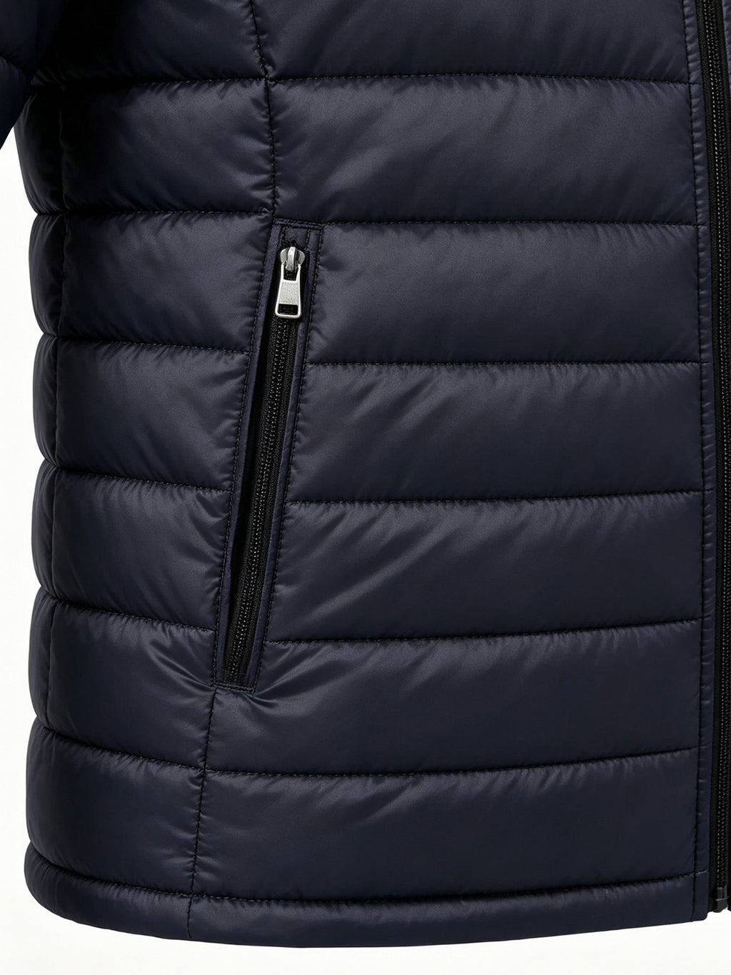 Manteau matelassé pour homme, à col montant, bleu marine