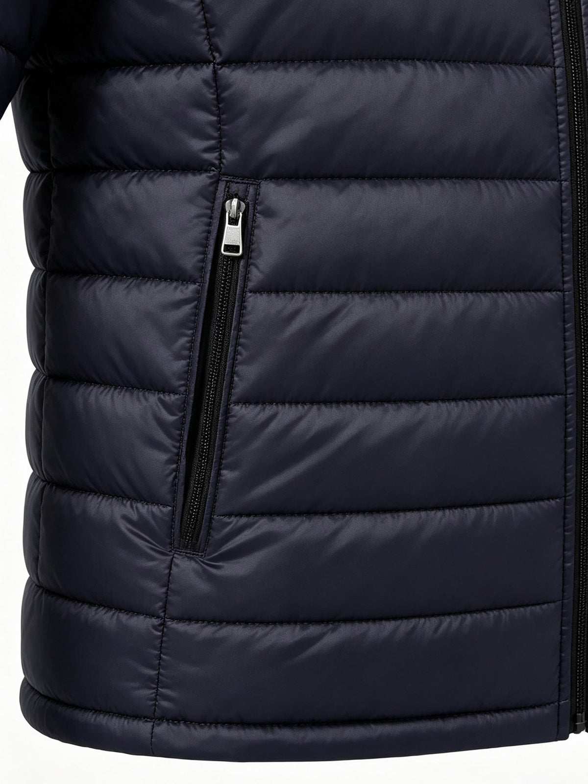 Manteau matelassé pour homme, à col montant, bleu marine