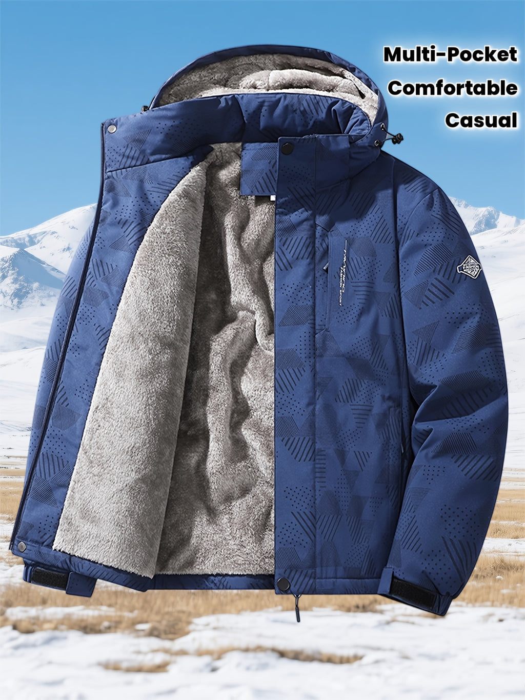 Veste pour homme, coupe-vent, à capuche, bleu