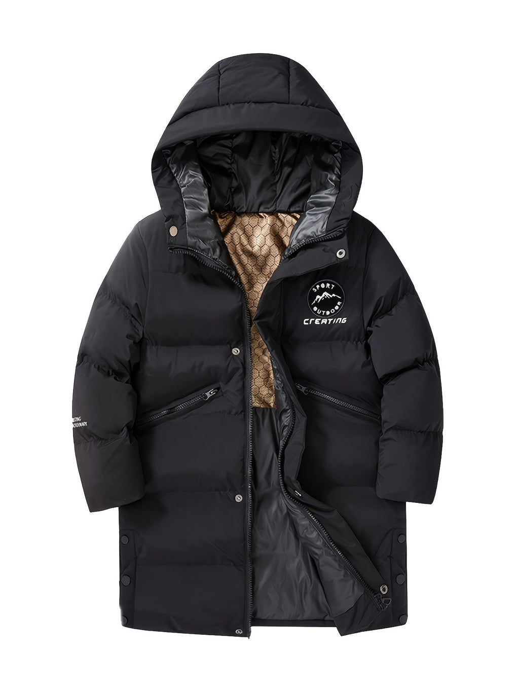 Veste long pour homme, à capuche, beige