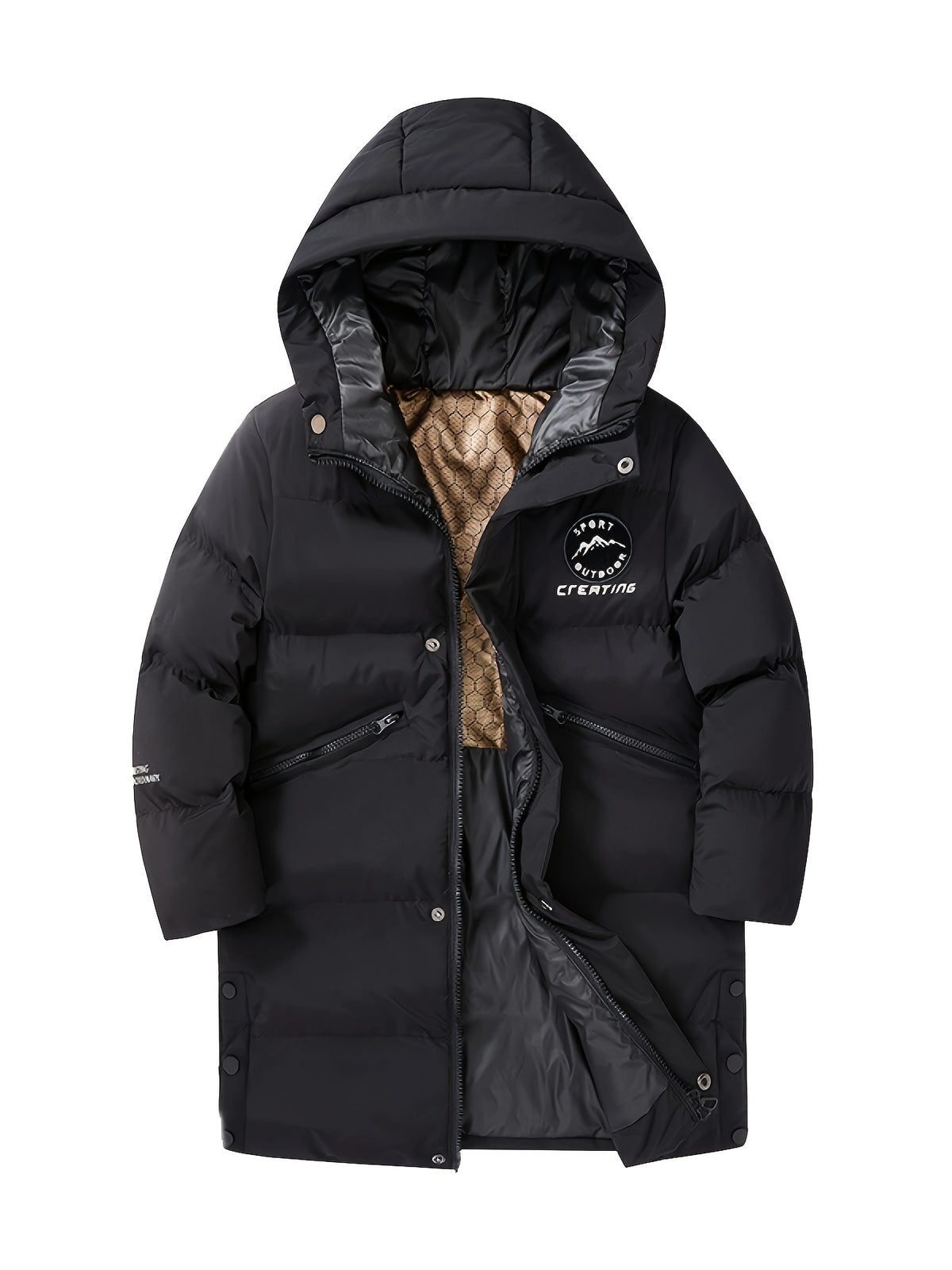 Veste long pour homme, à capuche, beige