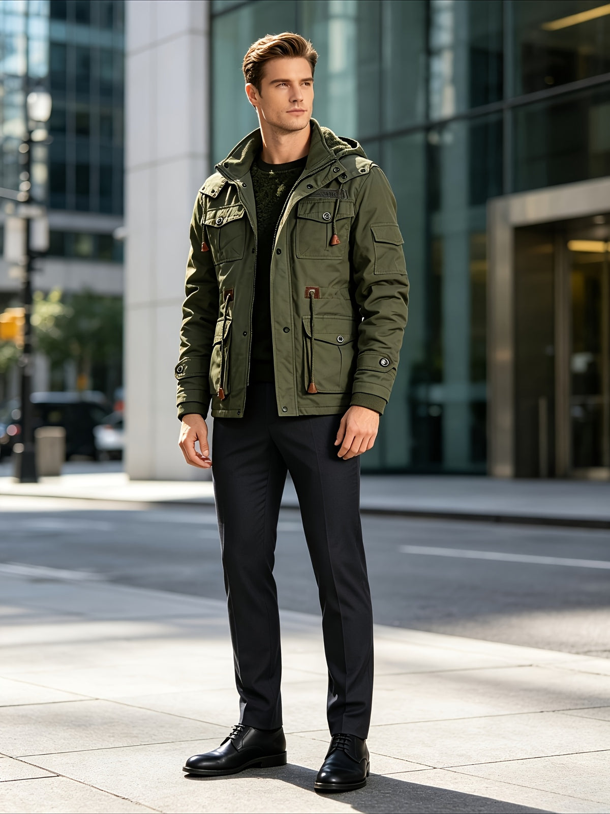 Veste pour homme, à revers, noir