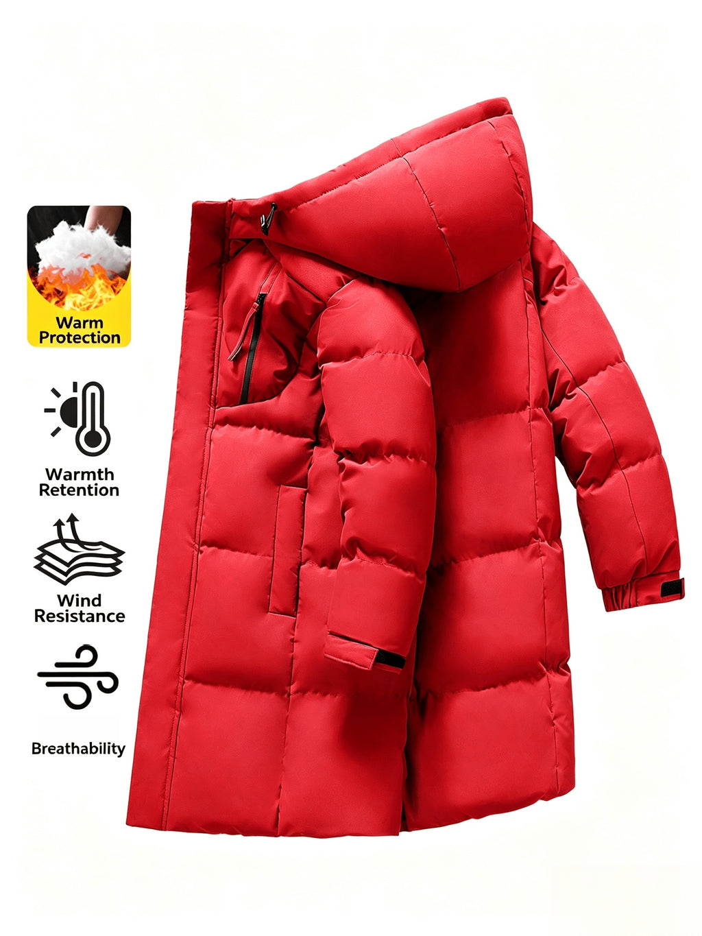 Veste matelassée pour homme, grandes tailles, à capuche, gris
