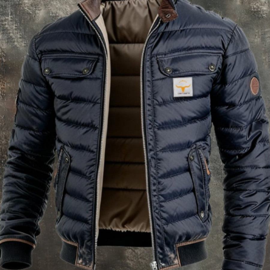 Veste matelassée pour homme, à col montant, gris court, vue 3