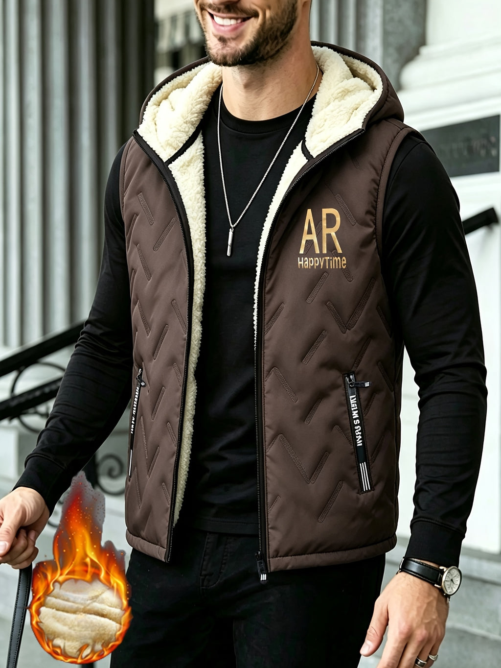 Gilet épais sans manches à capuche doublé, tendance automne/hiver, vêtement d'extérieur chaud, cardigan à capuche zippé à la mode et polyvalent, pour l'extérieur et la randonnée, la course et le fitness, les voyages et le sport, cade, photo 21