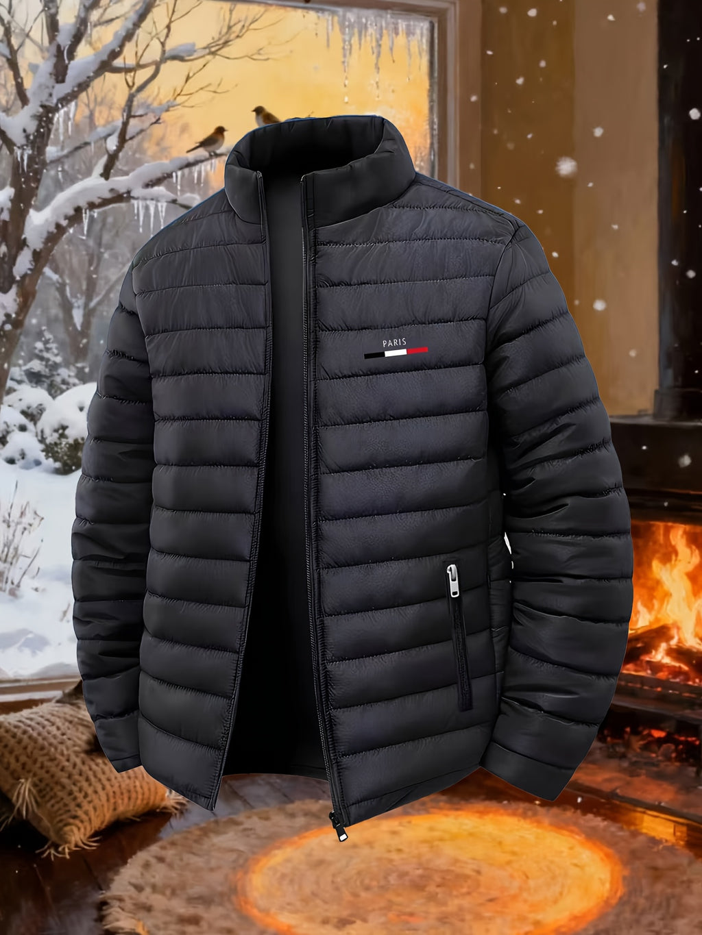 Veste matelassée pour homme, à col montant, bleu ciel