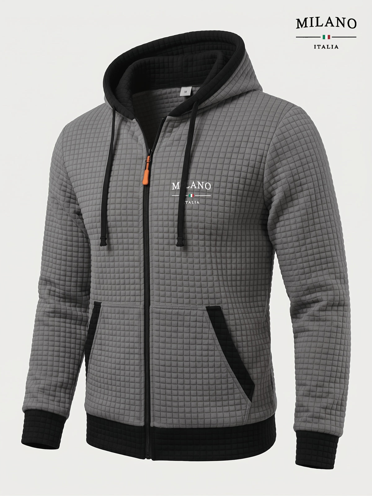 Veste pour homme, à carreaux, à capuche, ho noir