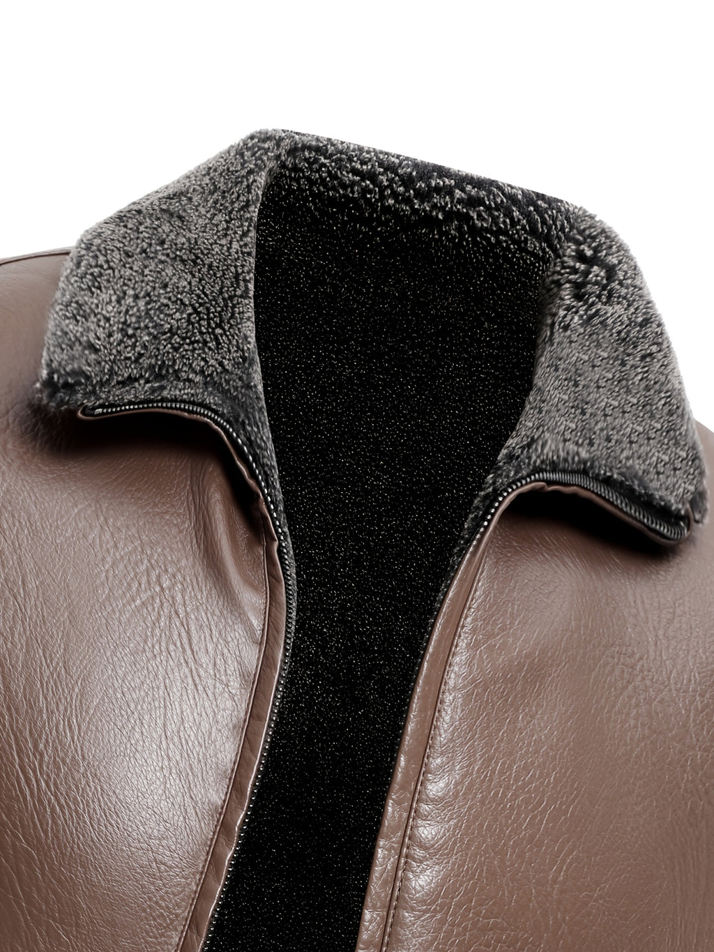 Veste en cuir PU, polaire, à revers, détail du vêtement